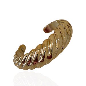Bracelete Bijuteria Dourado e Prata Abaulado Espiral