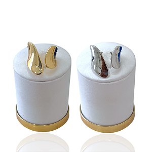 Anel Ajustável Bijuteria Dourado e Prata Orgânico Chapeado