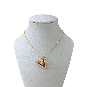 Colar Folheado Ouro 18k e Prata 925 Coração Abaolado