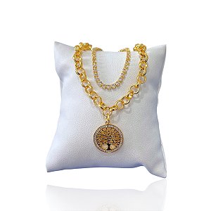 Pulseira Folheada Ouro 18k Dupla Elos Português Riviera Árvore Da Vida