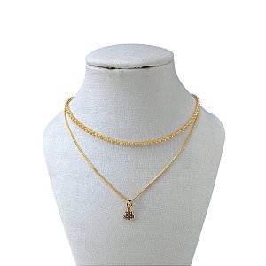 Choker Dupla Folheada Ouro 18k e Prata 925 Riviera Nossa Senhora