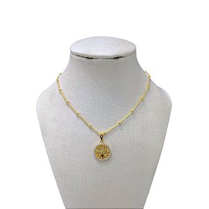 Colar Folheado Ouro 18k Espírito Santo Cravejado