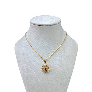 Colar Folheado Ouro 18k Espírito Santo Cravejado