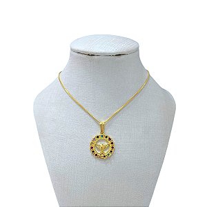 Colar Folheado Ouro 18k Espírito Santo Cravejado Colors