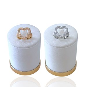 Anel Numeração Bijuteria Dourado e Prata Coração Cravejado