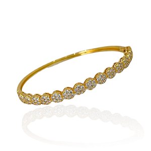Bracelete Folheado Ouro 18k e Prata 925 Redondo Cravejado