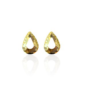 Brinco Folheado Ouro 18k Gota Martelada