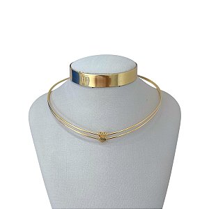 Choker Folheada Ouro 18k Aro Corações