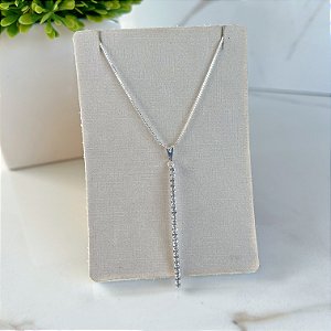 Colar Folheado Prata 925 Palito Strass