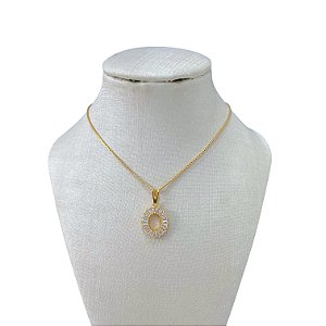 Colar Folheado Ouro 18k Mandala Cravejada