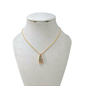 Colar Folheado Ouro 18k Gota Cravejada Colors