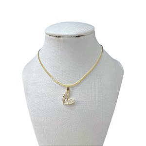 Colar Folheado Ouro 18k Laminada Coração Cravejado