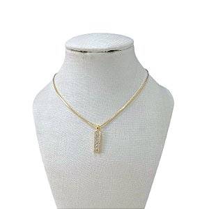 Colar Folheado Ouro 18k Laminada Palito Cravejado