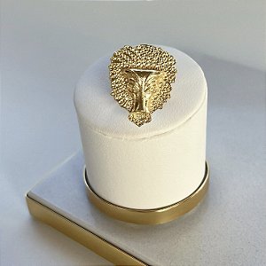 Anel Ajustável Folheado Ouro 18k Leão