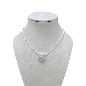 Colar Folheado Ouro 18k e Prata 925 Laminada Flor Cravejada
