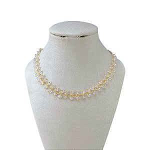 Choker Folheada Ouro 18k e Prata 925 Cristais