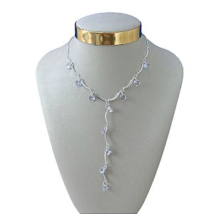 Colar Folheado Prata 925 Gravatinha Ponto de luz