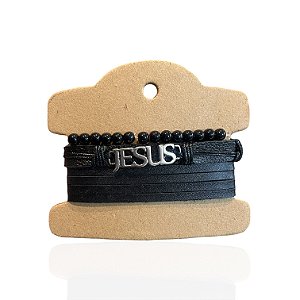 Pulseiras Masculina Couro Bijuteria Jesus