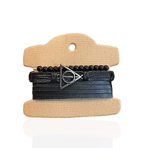 Pulseiras Masculina Couro Bijuteria Triângulo