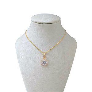 Colar Folheado Ouro 18k e Prata 925 Ponto de Luz Cravejado