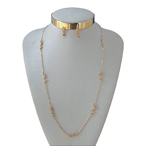 Conjunto Folheado Ouro 18k e Prata 925 Longo Inspired