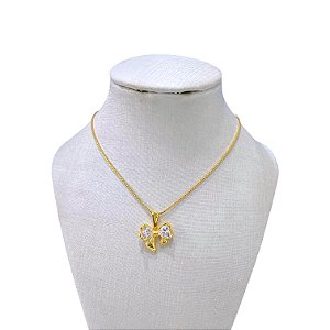 Colar Folheado Ouro 18k Laço Cristal