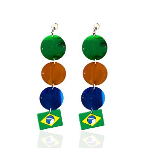 Brinco Lantejoulas Bandeira do Brasil