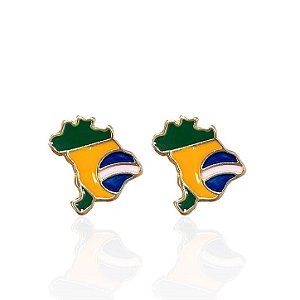 Brinco Folheado ouro 18k Mapa do Brasil