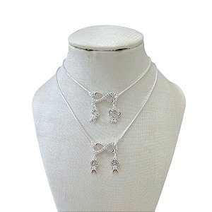 Colar Folheado Prata 925 Infinito Filhos Cravejados