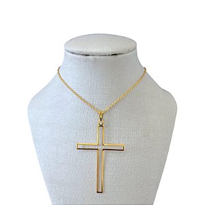Colar Folheado Ouro 18k Cruz