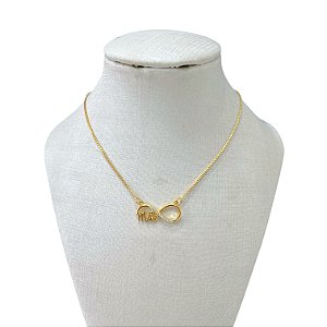 Colar Folheado Ouro 18k e Prata 925 Infinito Mãe Cravejado