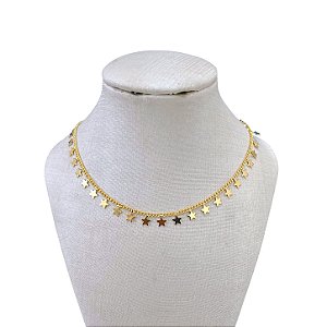 Choker Folheada Ouro 18k e Prata 925 Estrelas