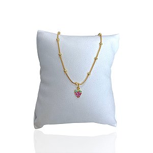Pulseira Folheada Ouro 18k Bolinhas Morango Cravejado