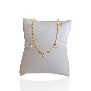 Pulseira Folheada Ouro 18k e Prata 925 Bolinhas Ponto de Luz