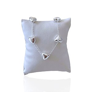 Pulseira Folheada Prata 925 Corações