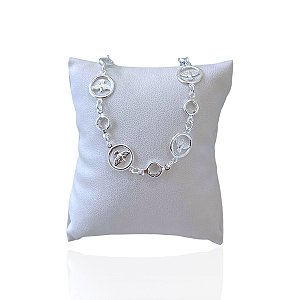 Pulseira Folheada Prata 925 Espírito Santo Ponto de Luz