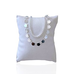 Pulseira Folheada Prata 925 Dupla Riviera Corações