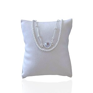 Pulseira Folheada Prata 925 Dupla Torcida Bolinhas Ponto de Luz