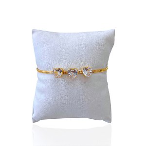 Pulseira Folheada Ouro 18k Corações Ponto de Luz