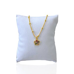 Pulseira Folheada Ouro 18k Bolinhas Flor Cravejada Colors