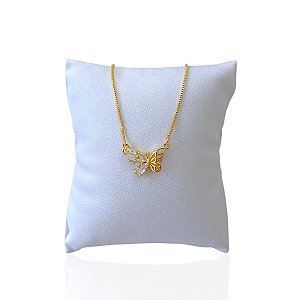 Pulseira Folheada Ouro 18k Laminada Borboleta Cravejada
