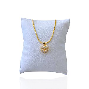 Pulseira Folheada Ouro 18k Laminada Coração Cravejado