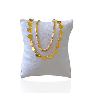 Pulseira Folheada Ouro 18k Dupla Veneziana Corações
