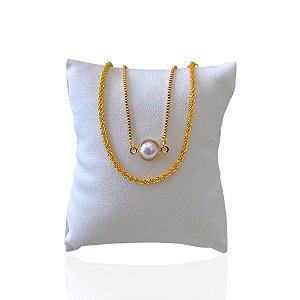 Pulseira Folheada Ouro 18k Dupla Torcida Ponto De Luz Pérola