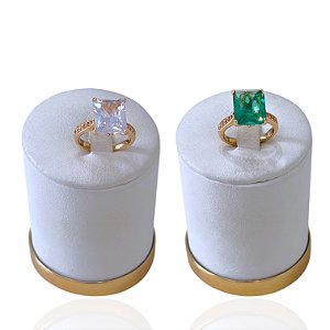 Anel Ajustável Bijuteria Dourado Quadrado Cravejado