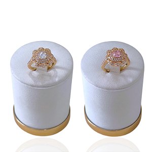 Anel Ajustável Bijuteria Dourado Flor Cravejada