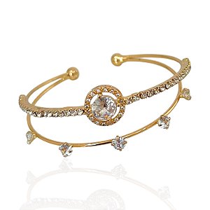 Bracelete Folheado Ouro 18k e Prata 925 Ponto De Luz Cravejado