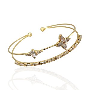 Bracelete Folheado Ouro 18k e Prata 925 Inspired Cravejado