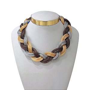 Colar Bijuteria Malha Trançada