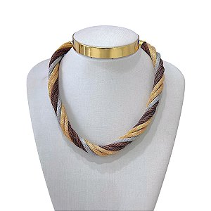 Colar Bijuteria Malha Torcida